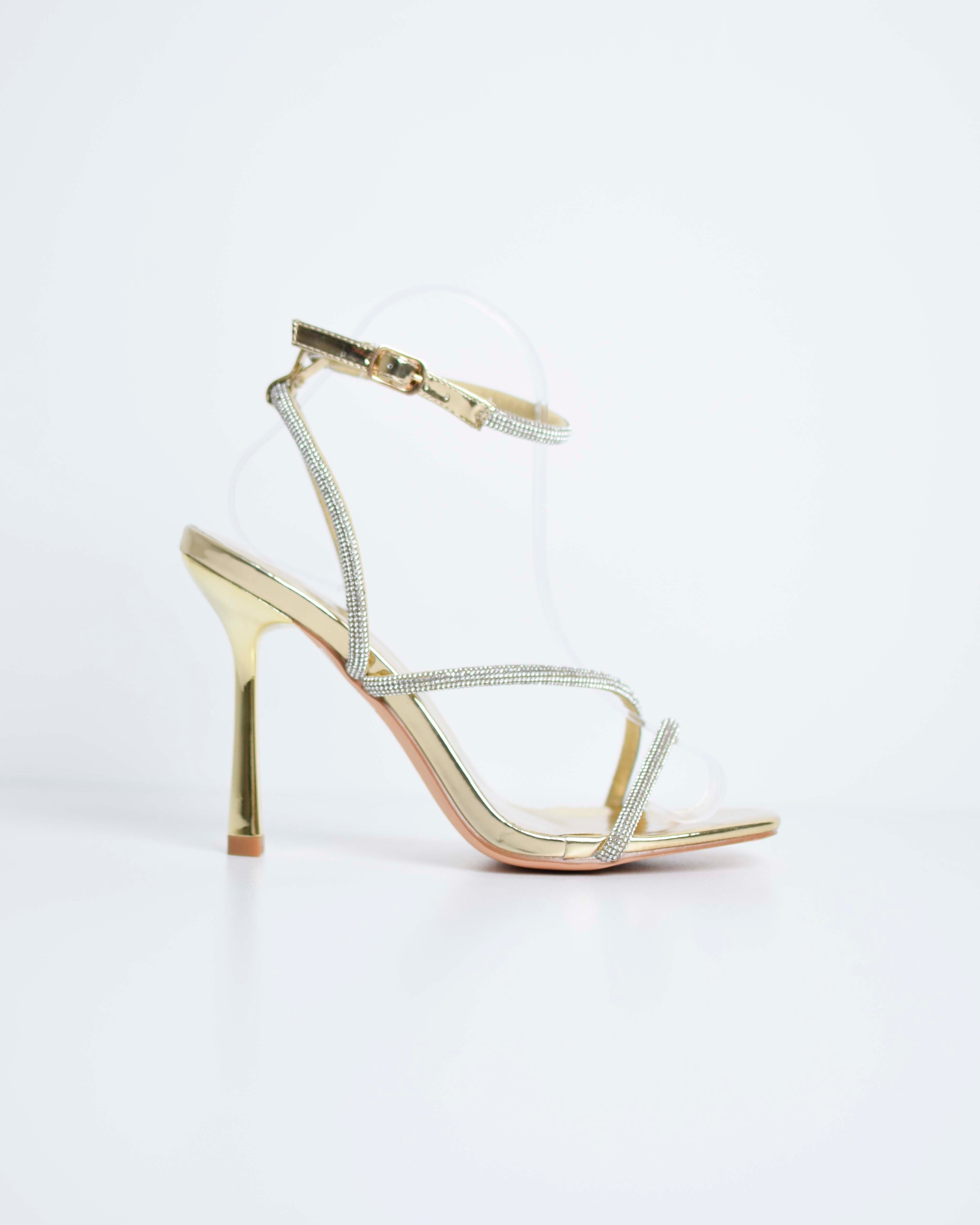 Sandalo Con Tacco Cinturino Strass