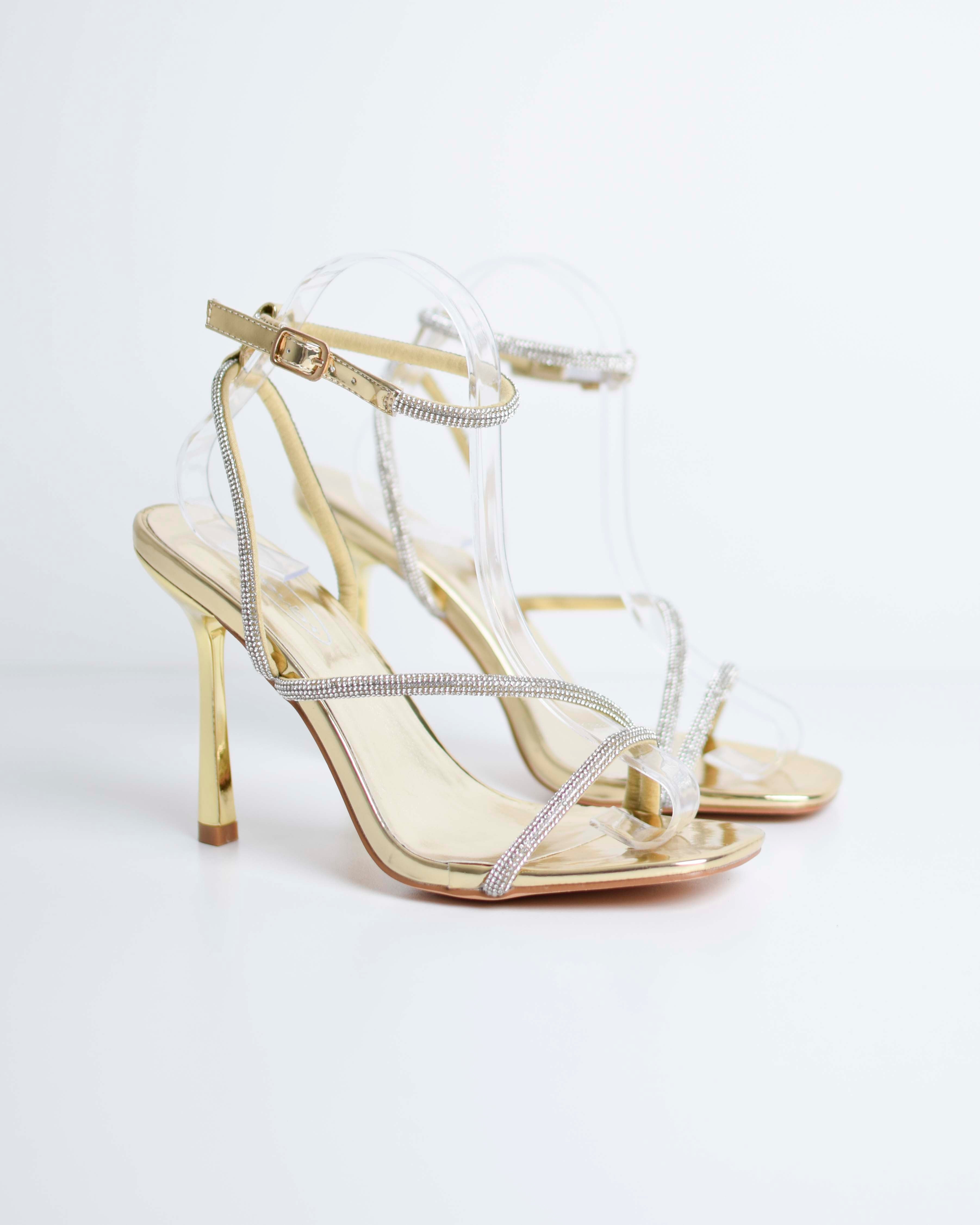 Sandalo Con Tacco Cinturino Strass