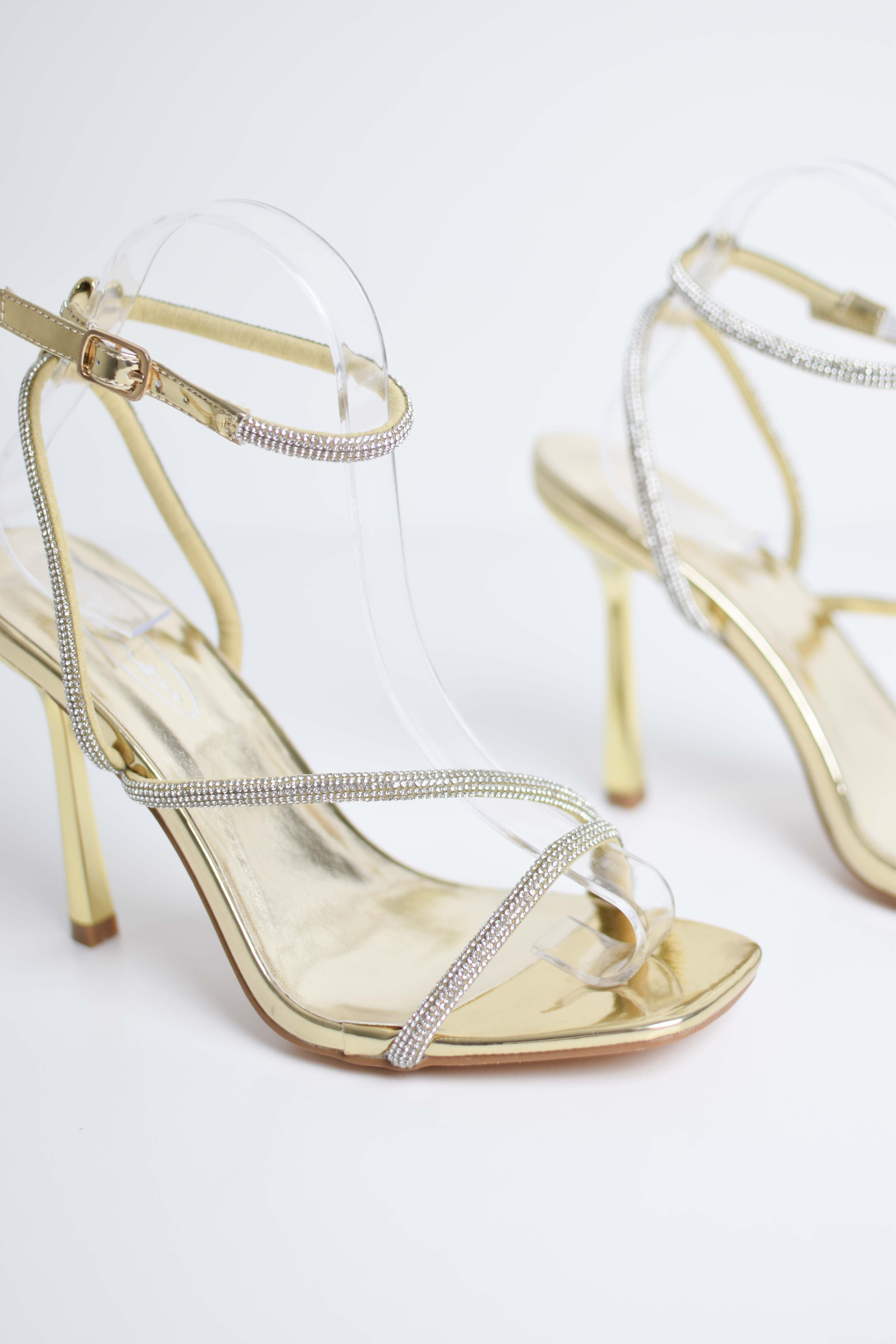 Sandalo Con Tacco Cinturino Strass