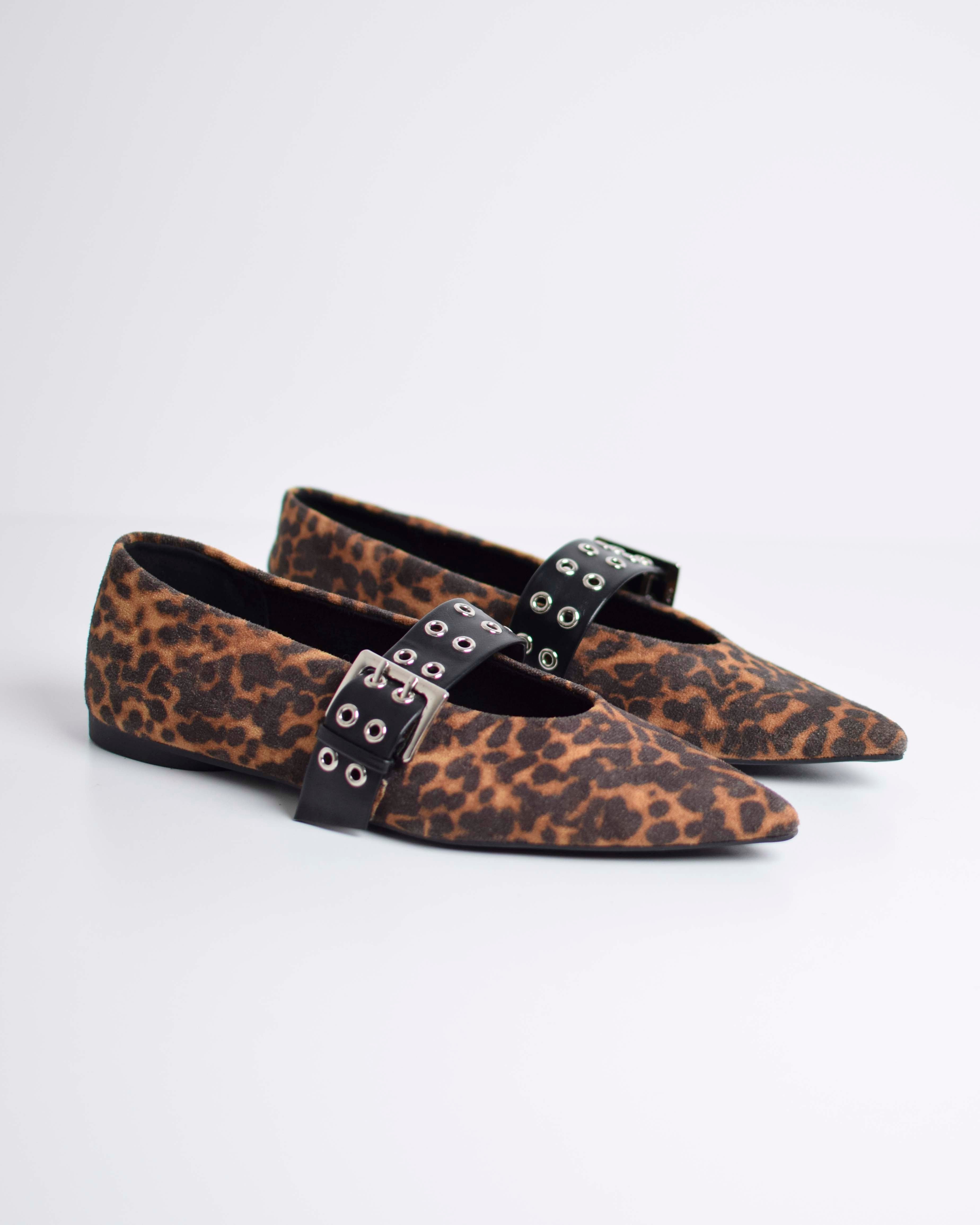 Ballerina Leopardata Con Borchie