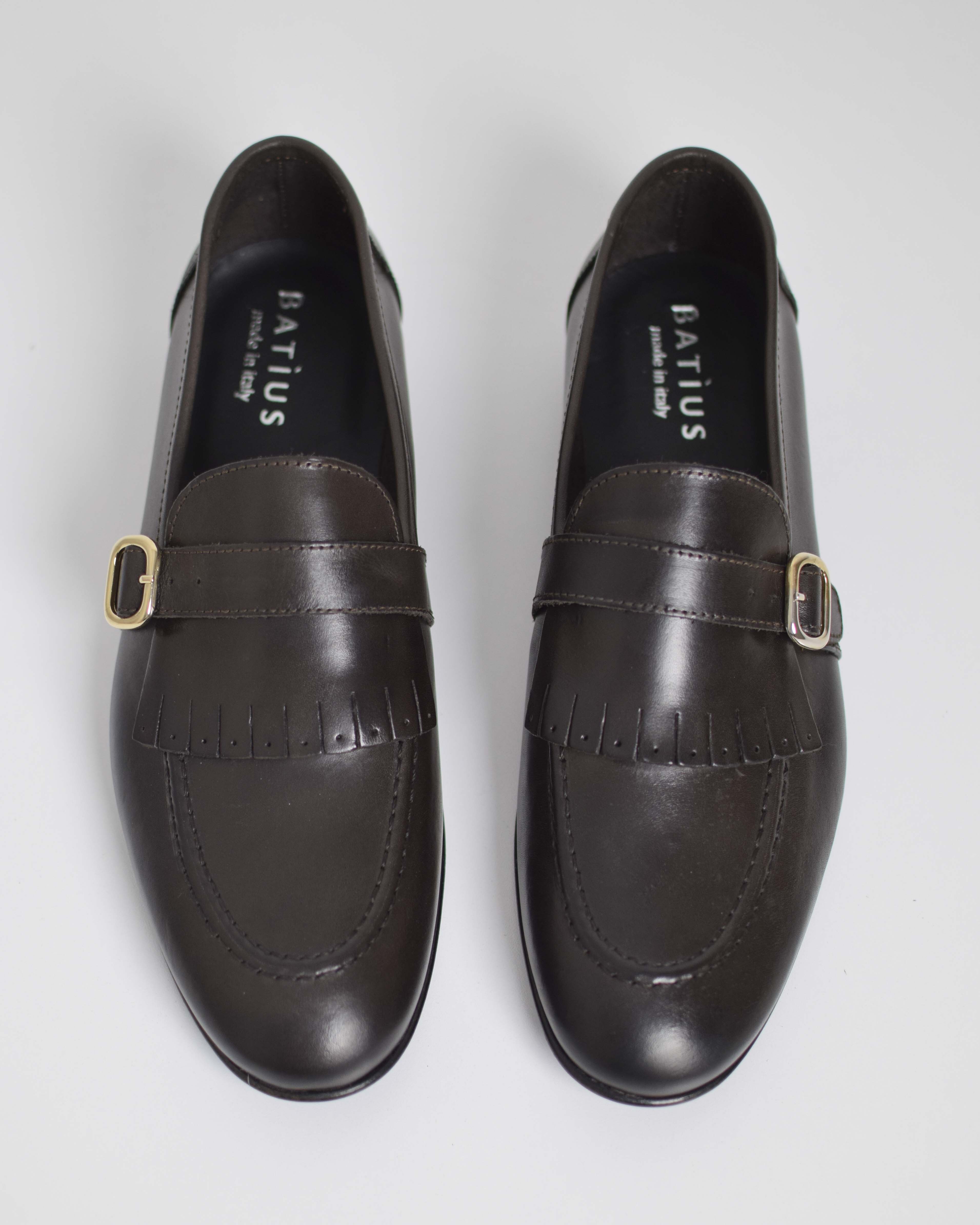 Mocassino in pelle con Fibbia Oro