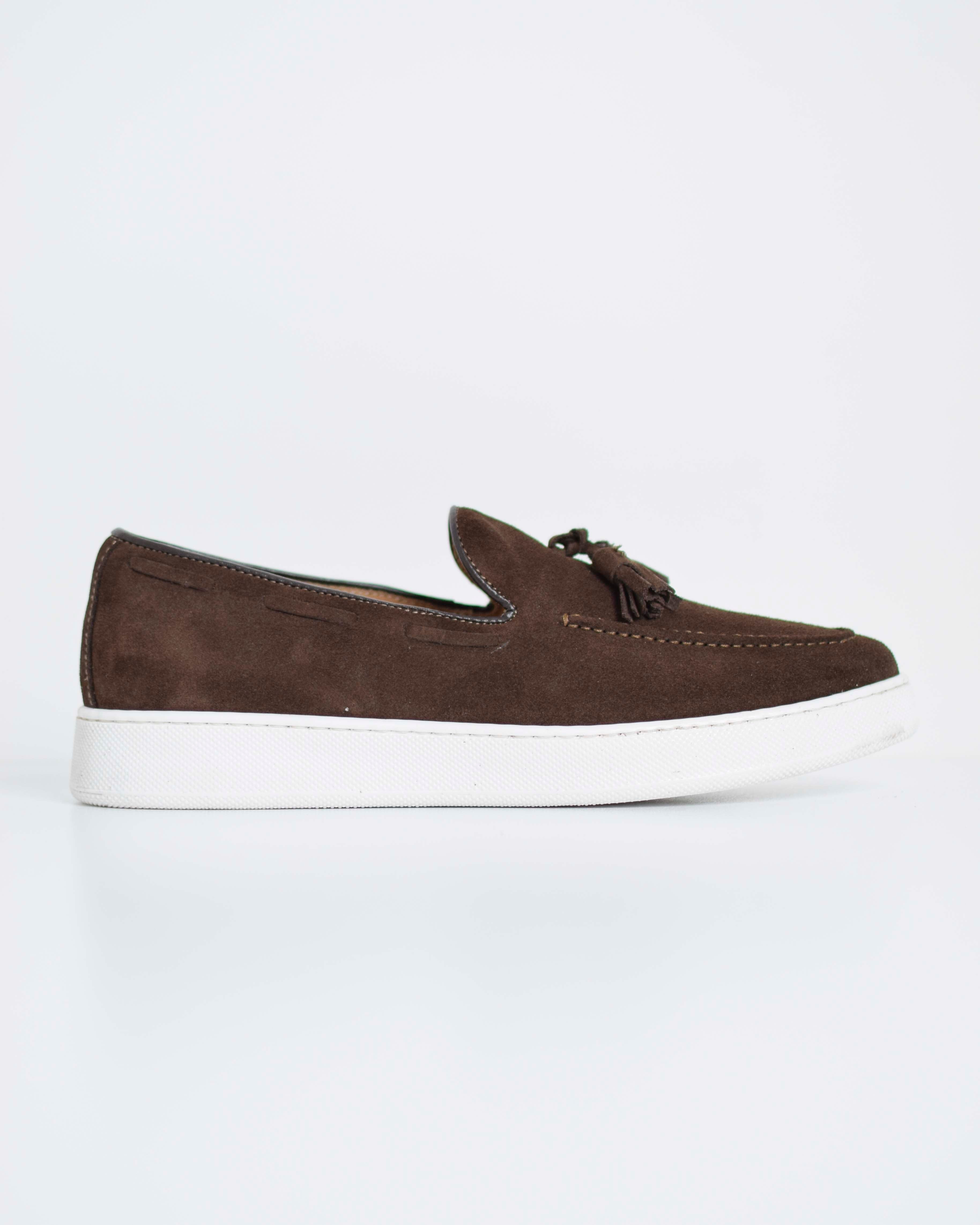 Mocassino con nappine in pelle