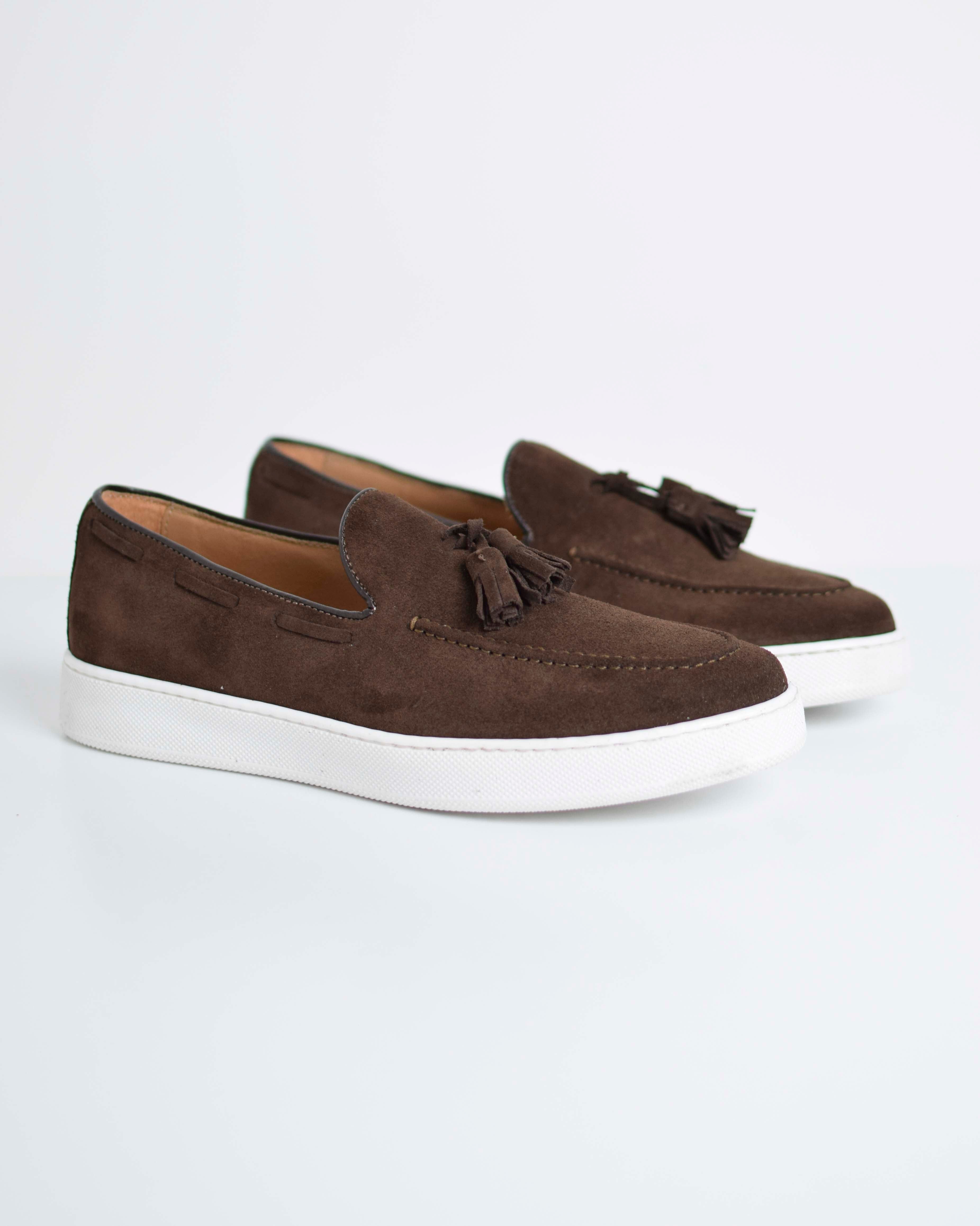 Mocassino con nappine in pelle
