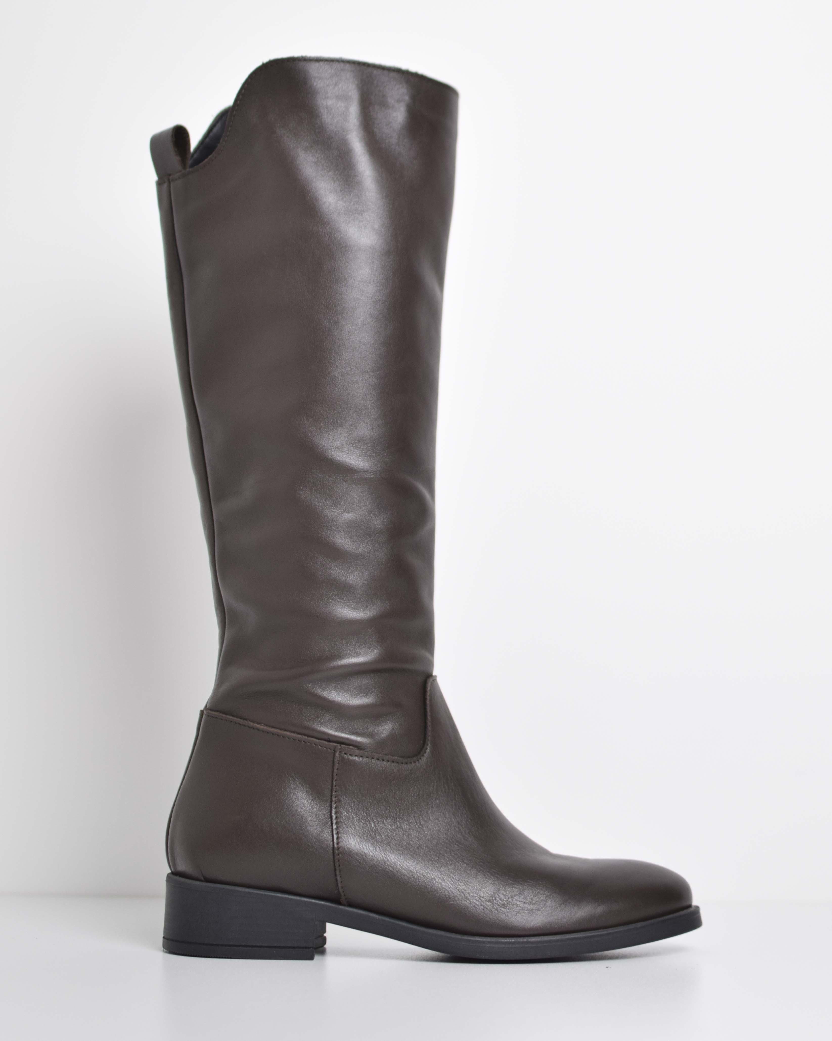 Leather zip riding boot