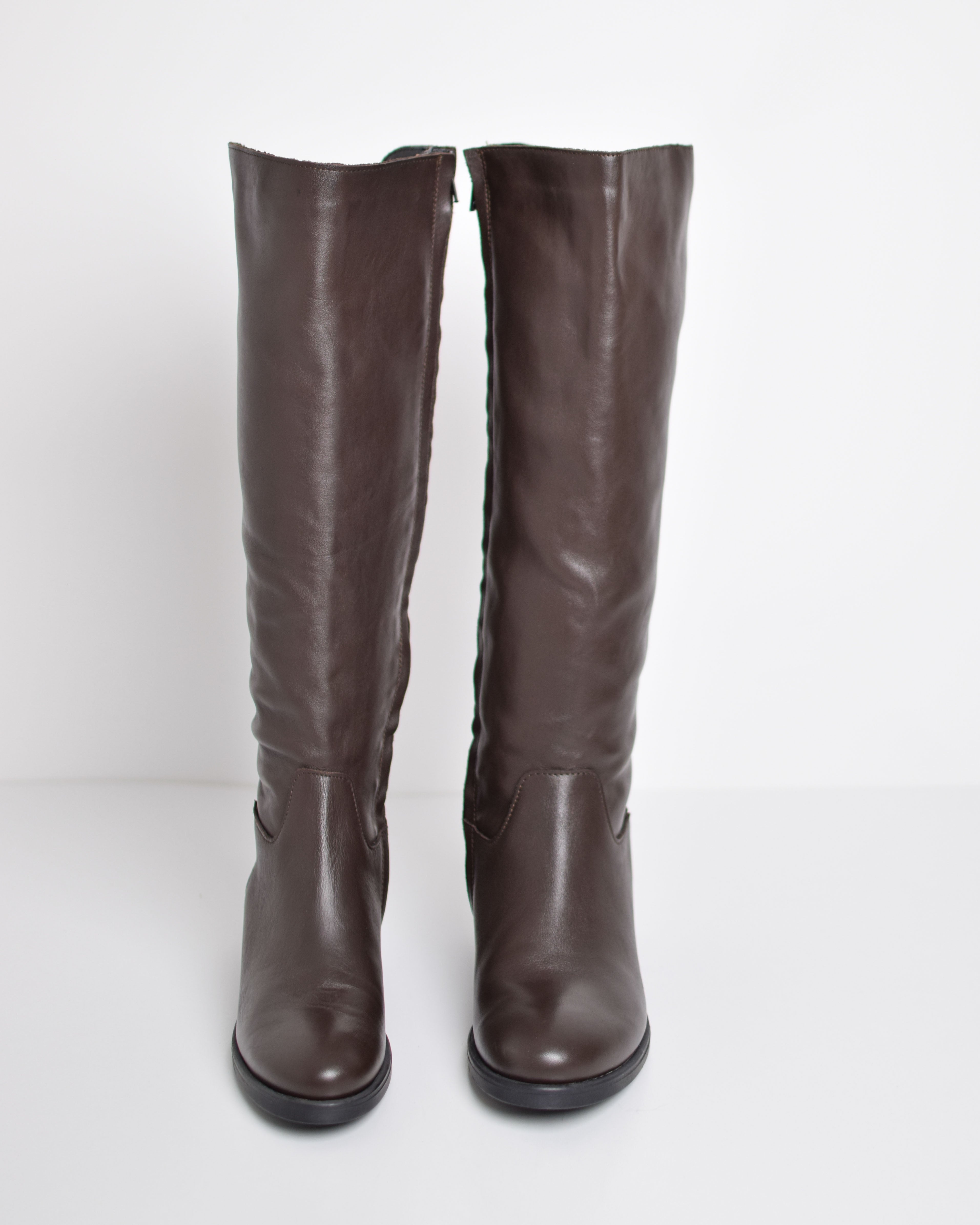 Leather zip riding boot