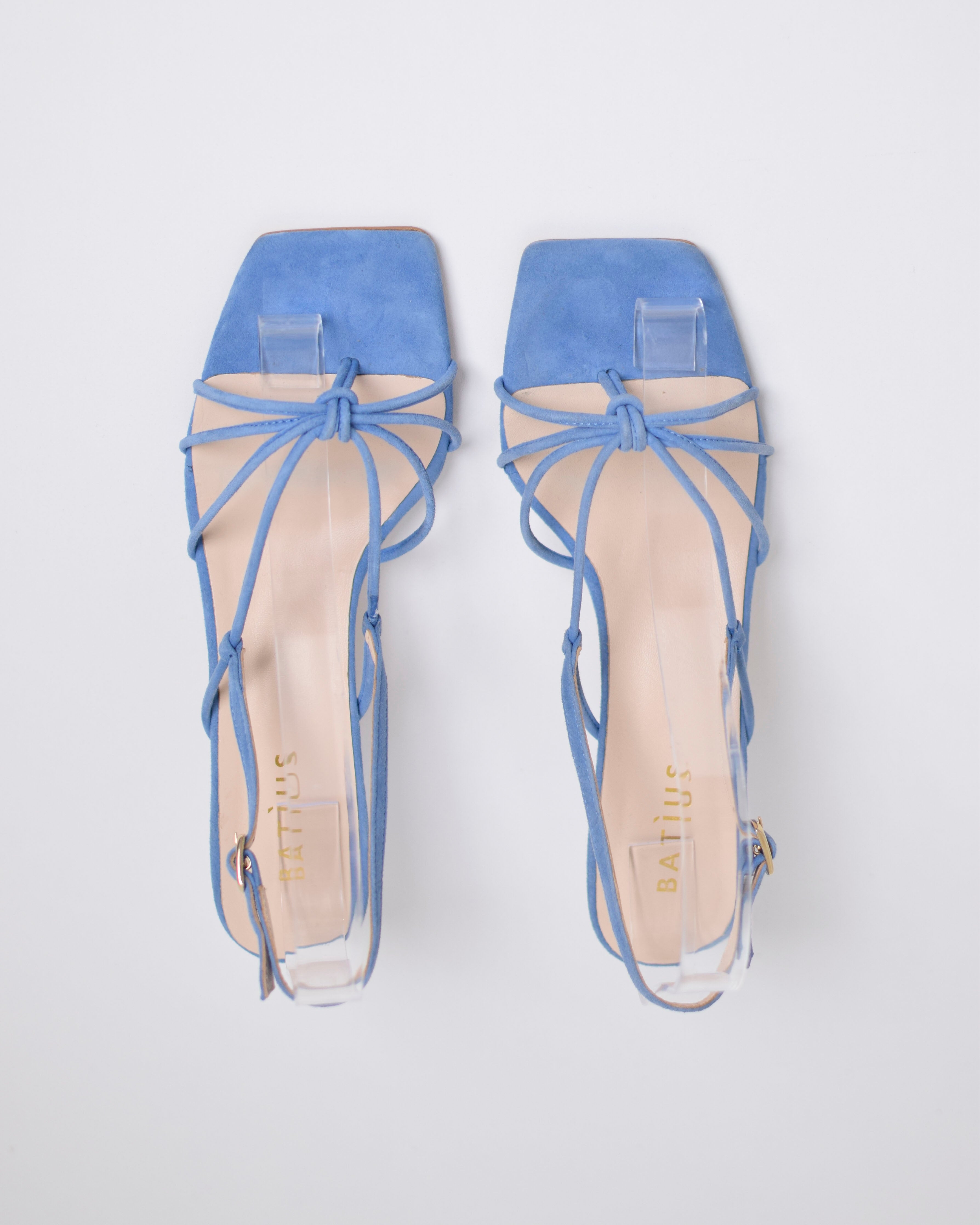 Sandalo con tacco in pelle scamosciata