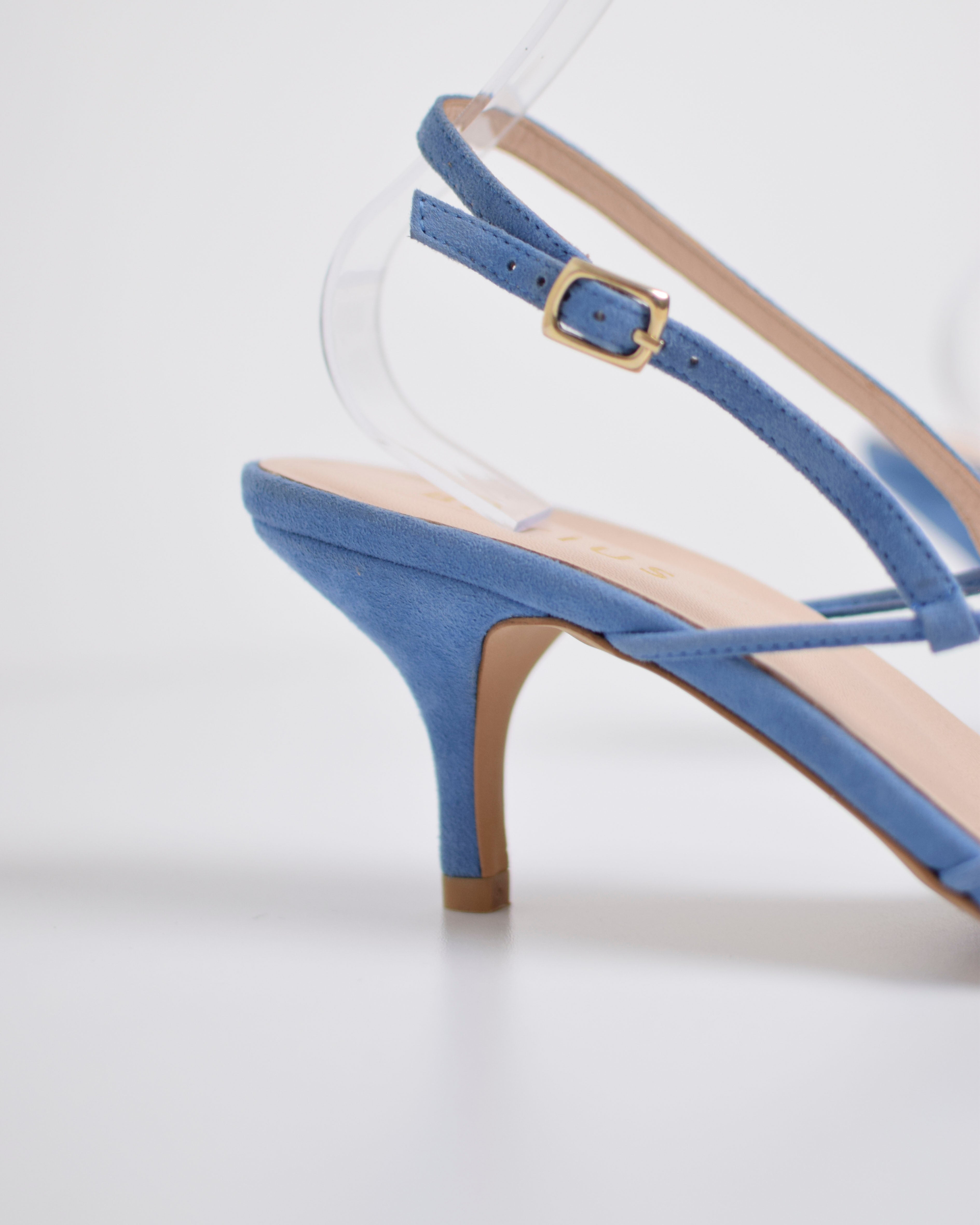 Sandalo con tacco in pelle scamosciata