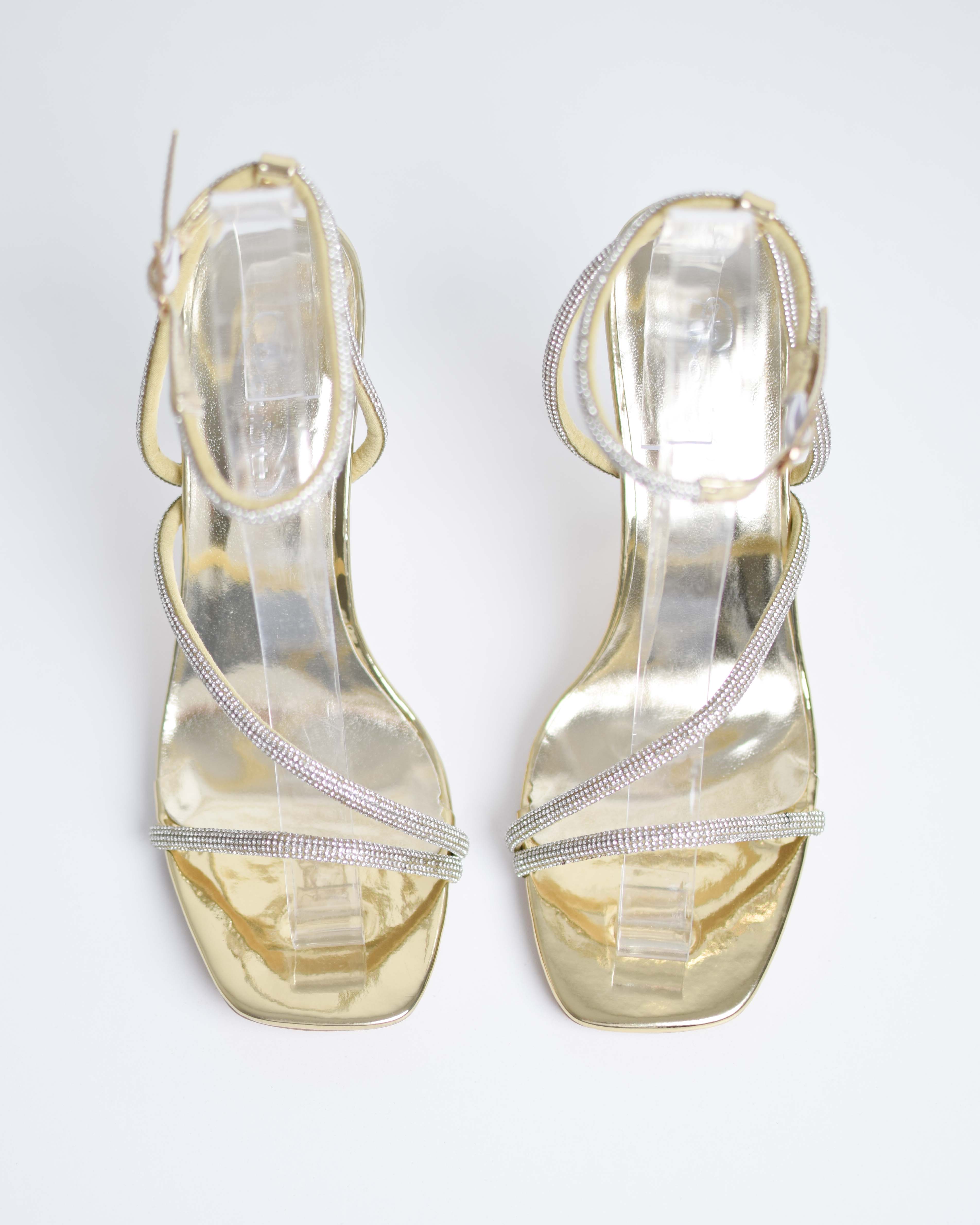 Sandalo Con Tacco Cinturino Strass