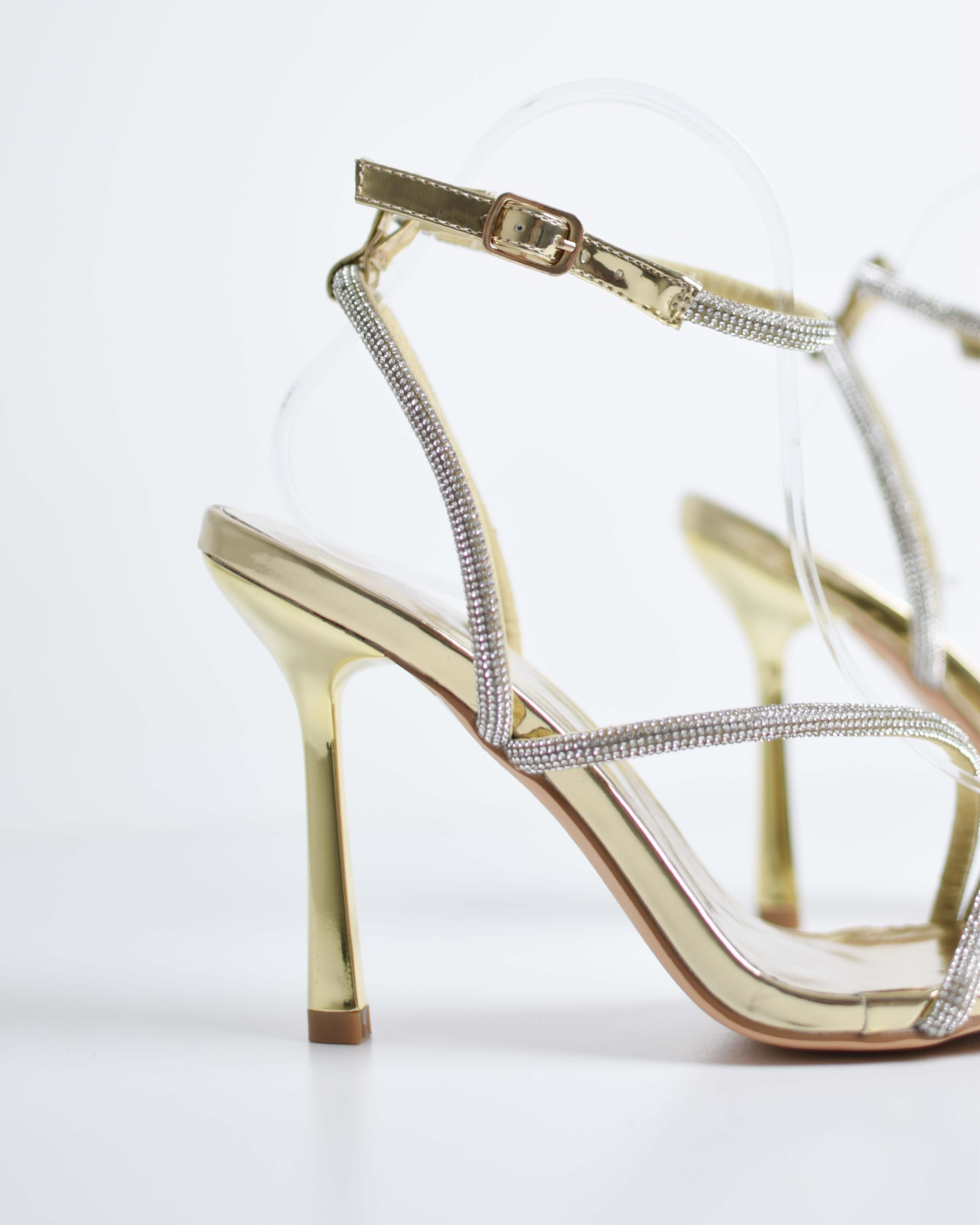 Sandalo Con Tacco Cinturino Strass