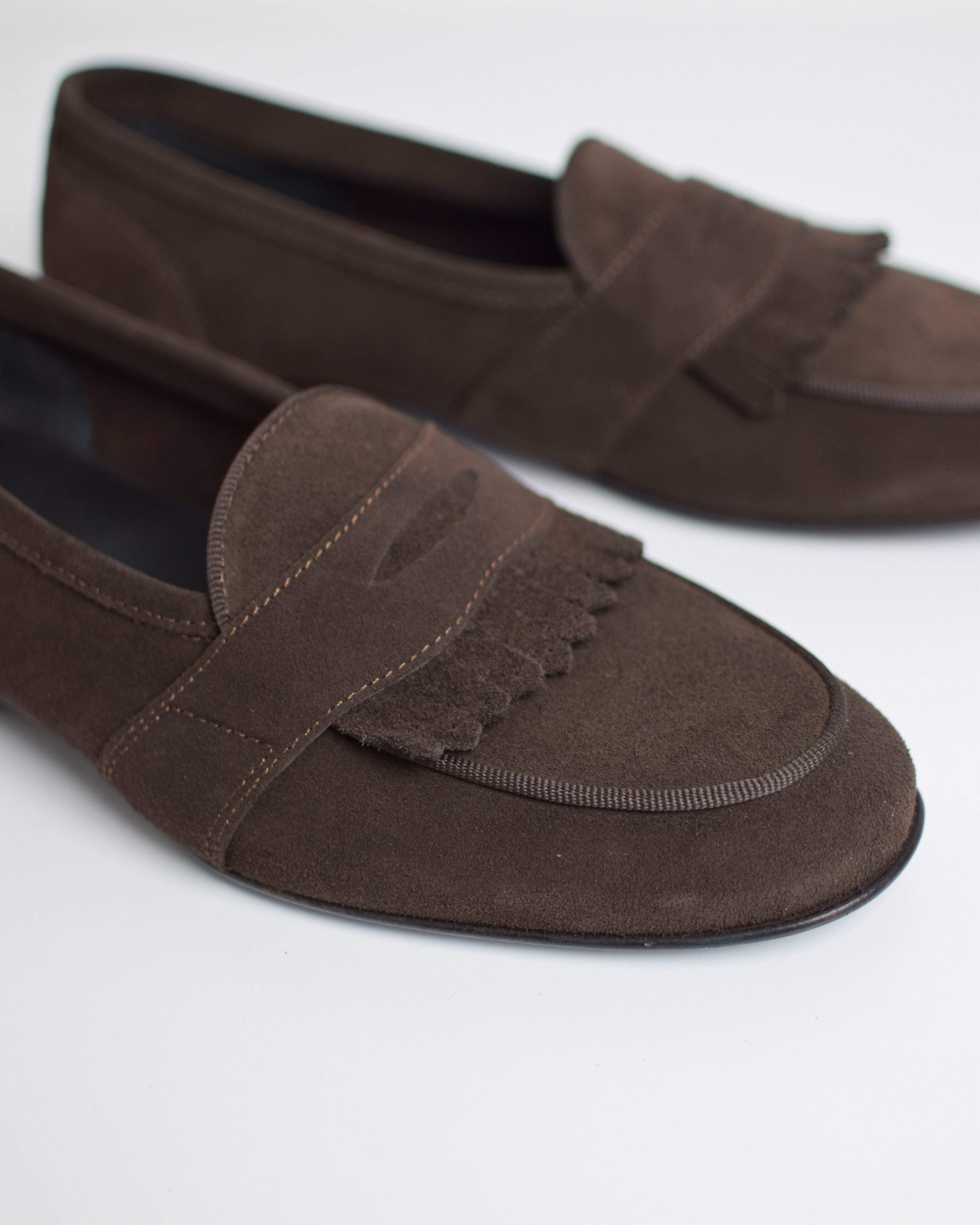 Leather fringe moccasins