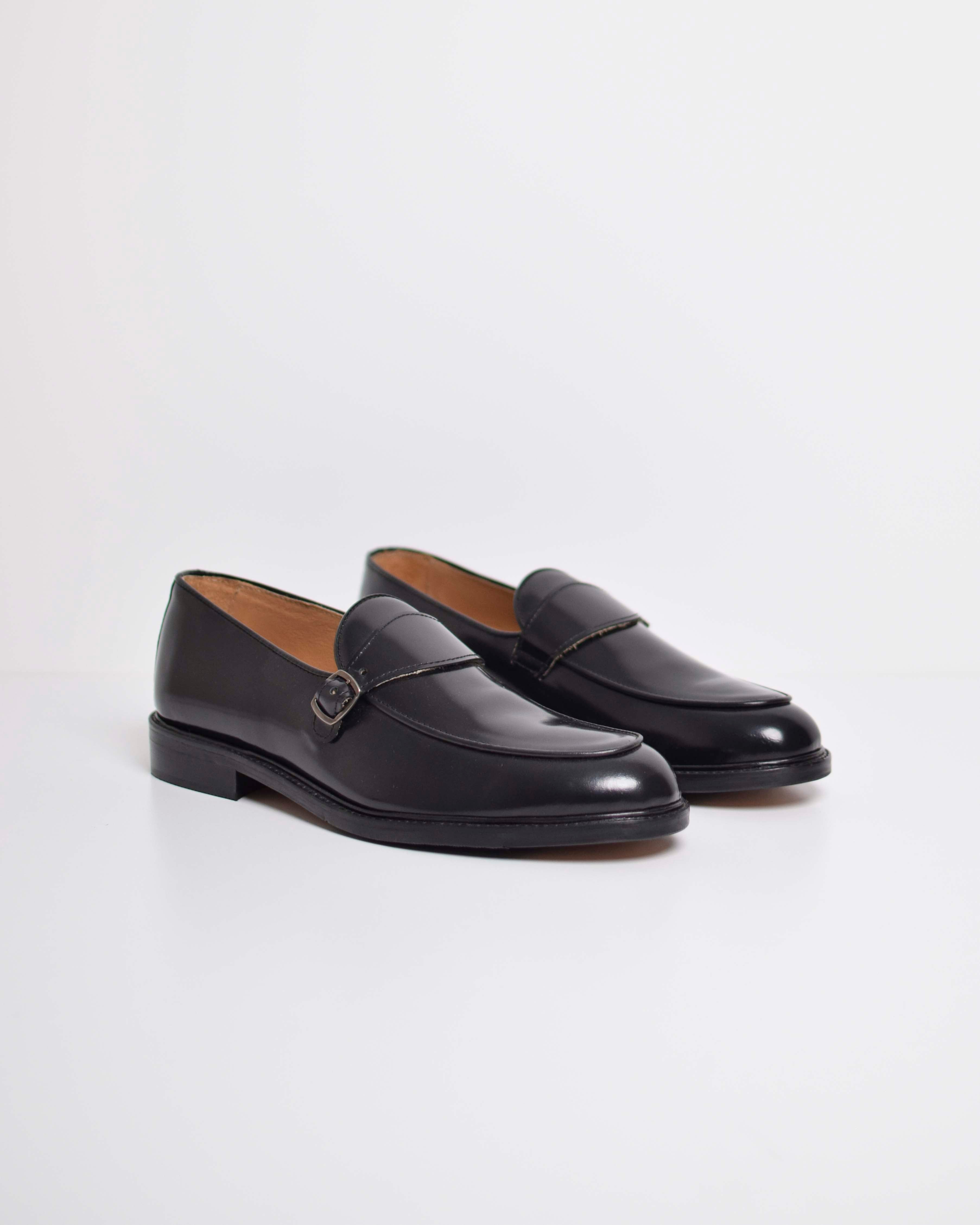 Single Buckle Leather Moccasins