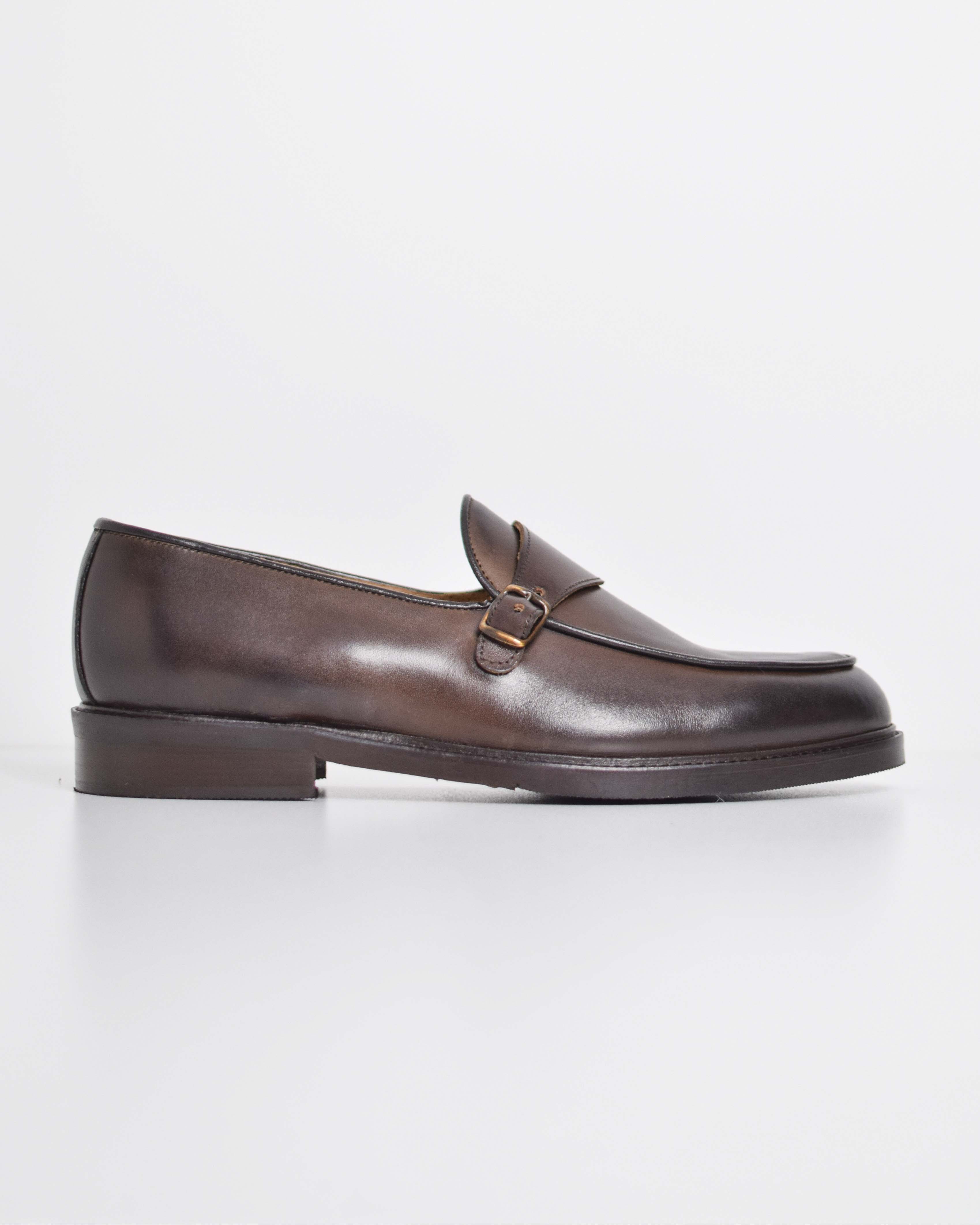 Single Buckle Leather Moccasins