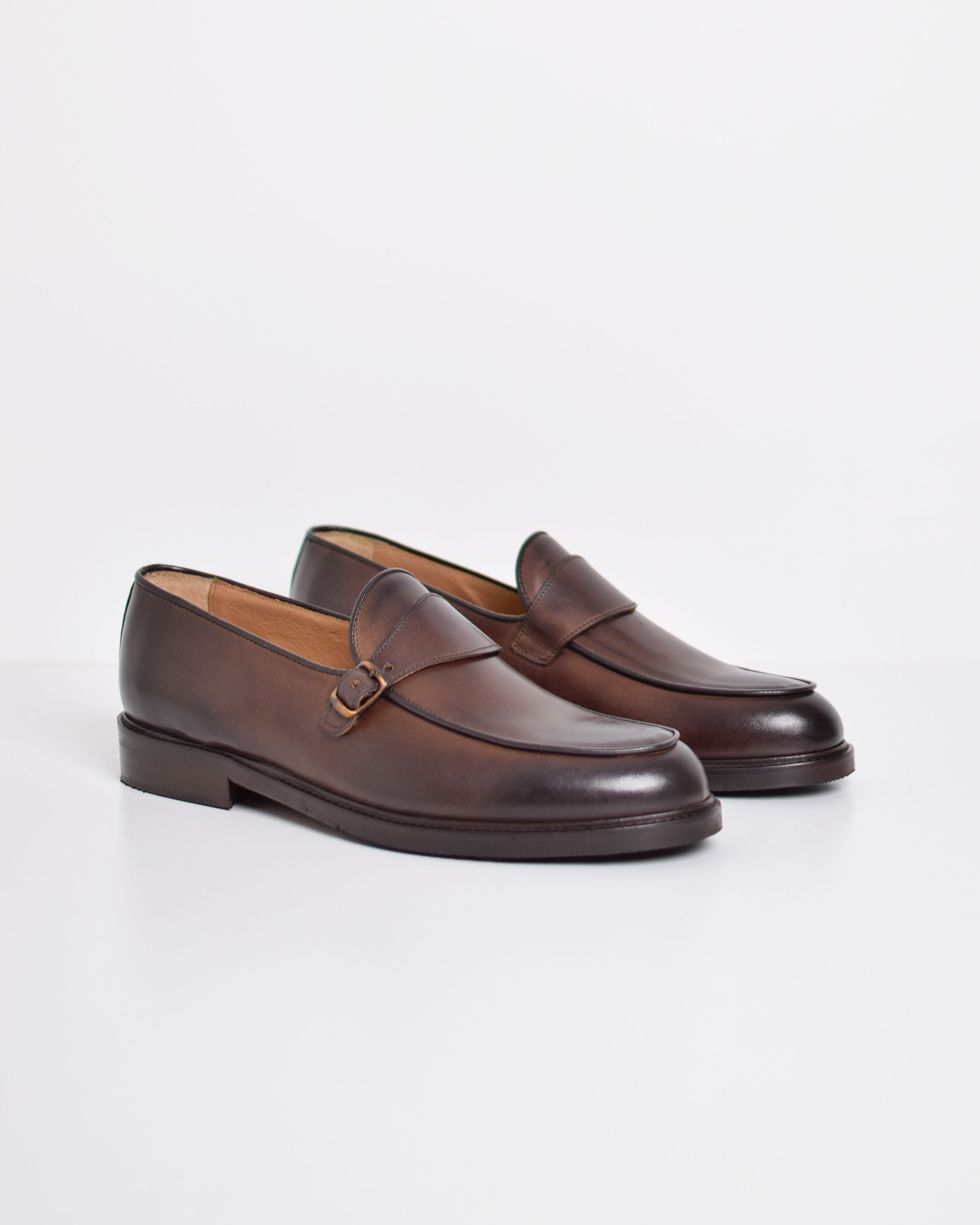 Single Buckle Leather Moccasins