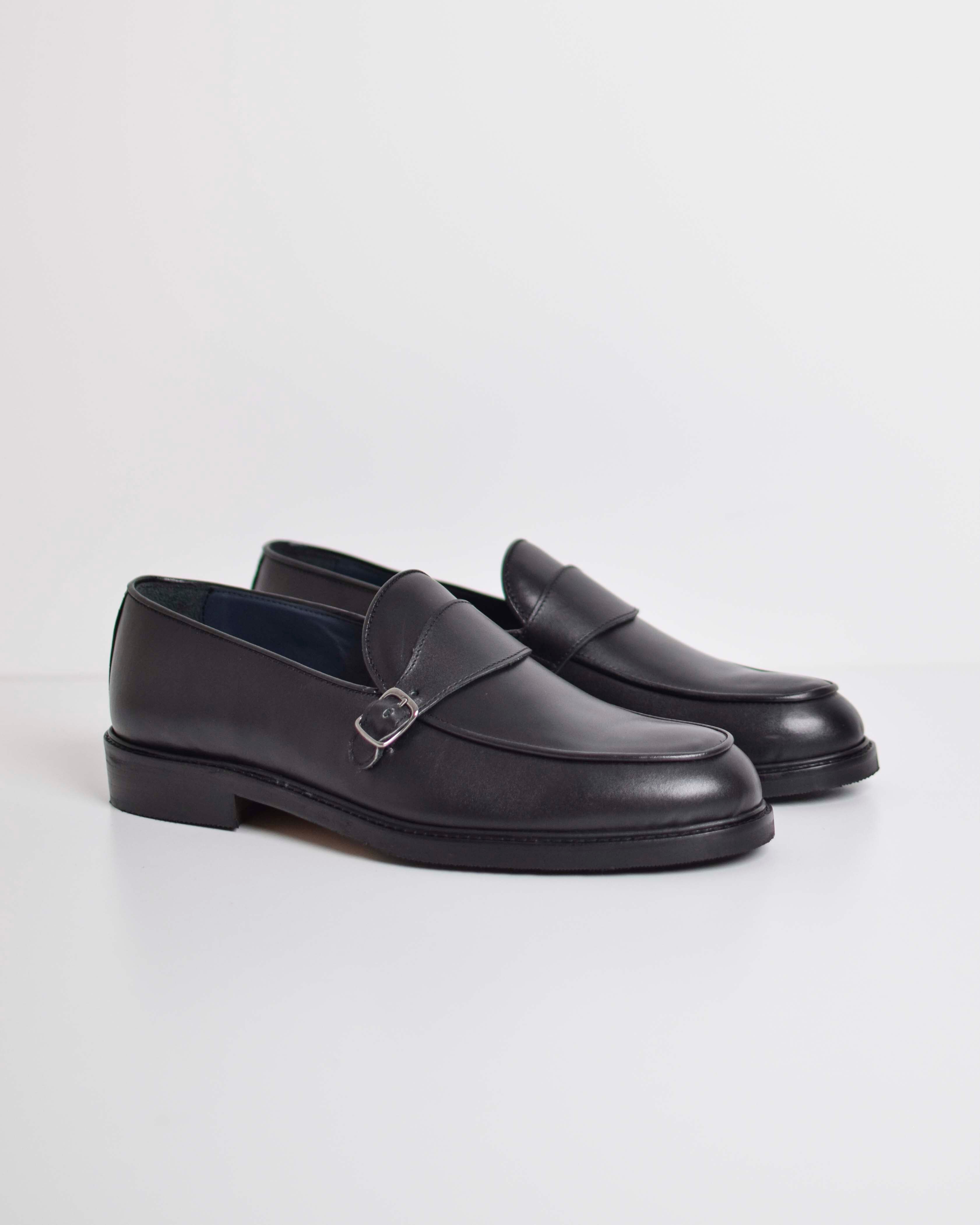 Single Buckle Leather Moccasins